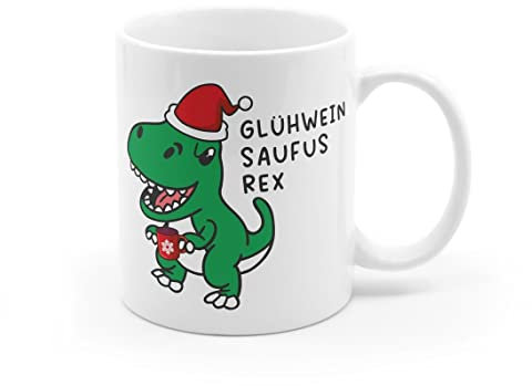 Lustige Tasse Glühwein Saufus Rex - Geschenk für Partner Freund Kollege, Wichteln Wichtelgeschenk Weihnachten Weihnachtsmütze Ugly Trinken
