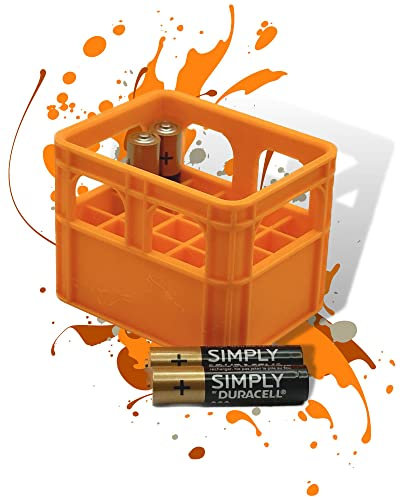 Batterie Bier Kasten Batteriekasten Batteriekiste Batteriebox Aufbewahrungsbox Minikiste Minibox für Aufbewahrung von Batterien AA, AAA, 9V, Leerkiste - 3D gedruckt (AAA, Orange)