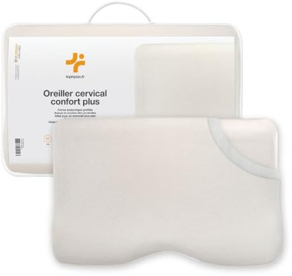 Inphysio Comfort Plus Nackenkissen - Hypoallergenes Formgedächtniskissen - Ergonomisches orthopädisches Nackenkissen - Erholsamer Schlaf - Schmerzlinderung - 54 x 33 x 12/6 cm