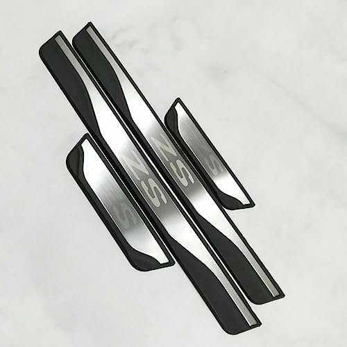 WEMAK 4 pcs Car Stainless Steel Door Sill Kick Plates for MG ZS 2017-2022 2023 Car Protector Trim Accessories,A