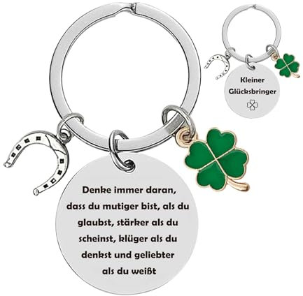 UTEFIF Schlüsselanhänger Kleiner Glücksbringer,Schlüsselanhänger Inspirierender Kleeblatt Schlüsselbund Abschluss Geburtstag Geschenk für Damen Herren Aufmunterung