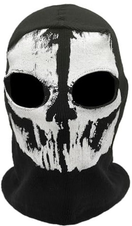 SKHAOVS Ghost Maske Call of Duty,Totenkopf Maske,Totenkopf Sturmhaube Geistermaske,Totenkopf-Motiv Ghost Face Balaclava Fahrrad Ski Mask für Halloween Motorrad Snowboard Fahrrad (Schwarz)