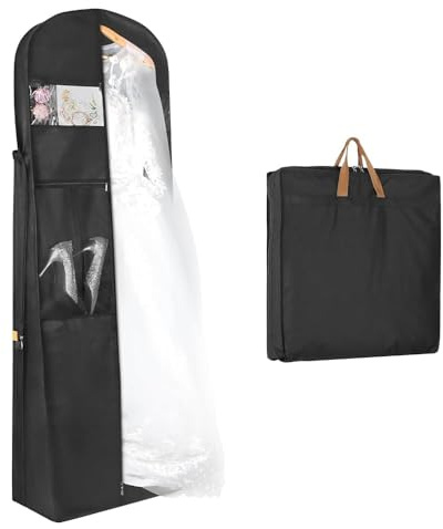 Zilink 183 cm (72 tum) bröllopsklänning plaggväska klänningsväskor för klänningar brudklänning resväska med 12 tum kil och tillbehörsfickor för bröllopsklänning, puffiga klänningar [uppgraderad