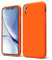 oakxco for iPhone XR Phone Case Liquid Silicone, Neon Bright Solid Color, Thin Slim Soft Rubber Gel Matte TPU Plain Simple Cover for Women Girl Cute, Neon Orange