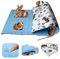 NEO SOLVO Fleece Spielplatzmatte für Meerschweinchen und Kaninchen - Alles in einem: eine Decke, EIN riesiger Tunnel, EIN Haus, EIN Kissen und EIN Bett - 70 cm x 105 cm - Blau