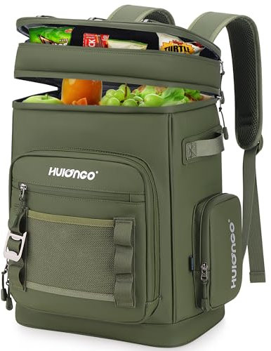 Hulongo Mochila térmica grande impermeable a prueba de fugas de 30 L para hombres y mujeres, mochila térmica térmica para camping, playa, pesca, picnic, al aire libre, 30 L, 48 latas, verde