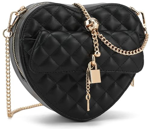 lola mae Umhängetasche in Herzform für Damen, mit Reißverschluss, Schwarz-770, Small