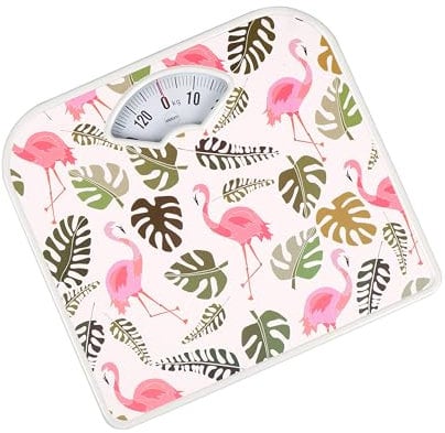 TRADIZIONELLE MECHANISCHE PERSONENWAAGE ANALOGE, SKALA FÜR 130KG BR2019, EINFACHE KALIBRIERUNG, STABILES METALLGEHÄUSE, LEICHT ABLESBAR, Flamingos