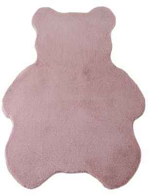 Kinder Teppich Carlo Bärenform, Farbe: Rosa, Größe:80x100 cm