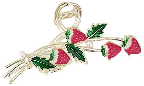 IWOWHERO Erdbeer Haarklammer Metall Haarspange für Damen Klammer mit Blumen Design Eleganter Haarschmuck für Verschiedene Frisuren Ideal Accessoire für Jeden Anlass