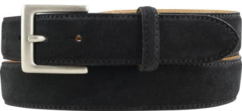 BELTINGER Gürtel aus Veloursleder 3,0 cm | Velour-Ledergürtel für Herren 30mm | Wildleder-Gürtel mit antik-silber Gürtelschließe | Schwarz 80cm