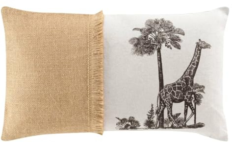 MACOSA U1612329 Kissen Jute Baumwolle Giraffe 30 x 50 cm mit Reißverschluss inkl. Füllung Sofakissen modern Dekokissen Zierkissen (Giraffe)