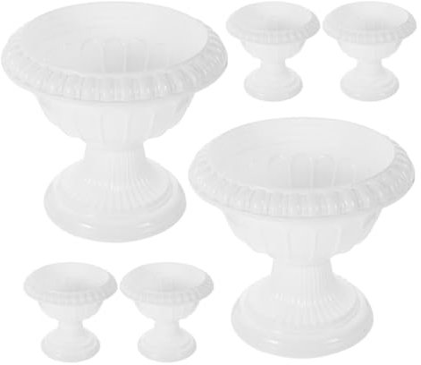 Kichvoe 6 Stück Weiße Urnen-Pflanzgefäße Antiker Sockel Kunststoff-Pflanzgefäß Römische Säule Blumentopf Säule Blumentopf Dekorative Urne Blumentopf Säule Blumentopf Dekorative