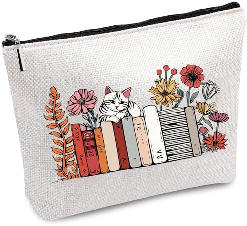 CREATCABIN Trousse,Maquillage Toile avec Motif Chat-Trousse à Cosmétiques Multi-Usages-Trousse,Toilette Fermeture Éclair-Trousse,Voyage-Kit,Survie Portable pour Femmes,Amis,Enseignants,Cadeaux,25x18cm