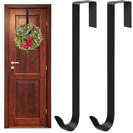 ASOPFYUM Christmas Wreath Door Hanger (12 in/30cm), 2 Pack Wreath Hanger for Front Door, Metal Hook, Christmas Door Wreath Hook, Suitable for Christmas, Halloween, Easter, Wreath Hook