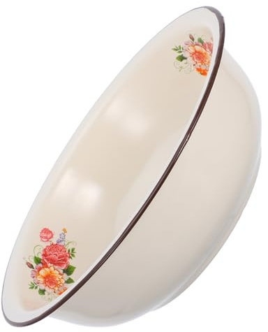 Alipis Enamel Mixing Bowl Vintage Kitchen Basin for Making Deepened Design Thicken Enamelware for Mixing Ingredients and Washing Produce