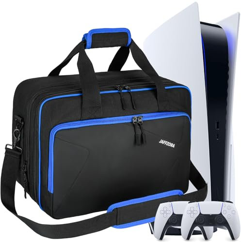 Carrying Case Compatible with PS5 Pro/PS5/PS5 Slim/PS4/PS4 Slim, Travel Storage Bag Fits for PlayStation 5/Digital Edition Console/PSP Handheld, Controllers, Game Discs & Accessories