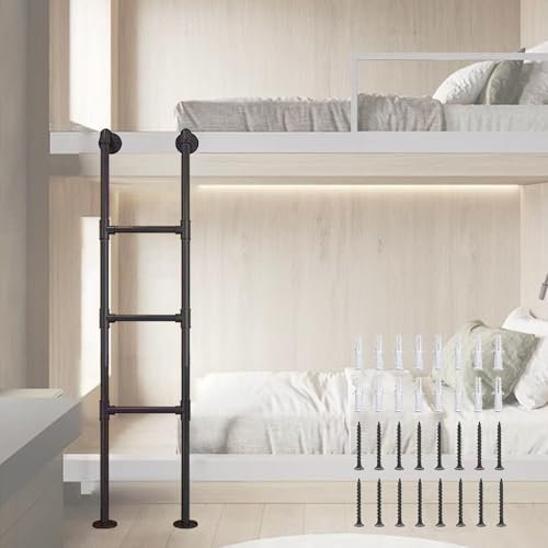 KUOYTT Échelle de Grenier en métal à Fixation Murale, échelle de Secours Robuste, échelle de 1 m, 1,25 m, 1,3 m, 1,4 m, 1,45 m, 1,5 m, échelle en Fer forgé Noir avec kit (230 cm/91 Pouces