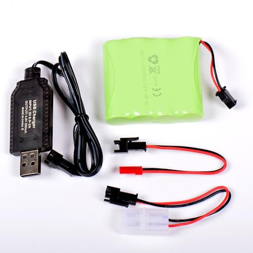 AFTERTECH Akku NI-MH 4,8 V 2400 mAh 58 x 52 x 15 mm mit USB-Ladekabel und Stecker SM 2P Ket JST E3E2