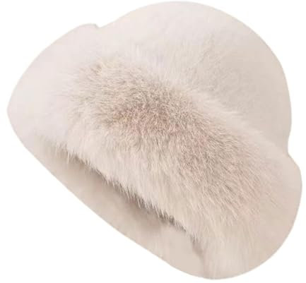 Perfeclan Kosakenmütze Russische Mütze für Damen Skimütze Wintermütze Kunstpelzmütze zum Spazierengehen, Kamelfarbe