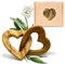 Holzherzen personalisiert, Olivenholz - Verbundene Holz Herzen mit Gravur als individuelles Geschenk zur Hochzeit, Hochzeitstag oder Verlobung (6 cm)