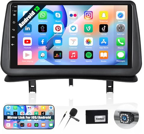 SIXTOP Android 13 Autoradio Pour Renault Clio 3th 2005-2014 Avec Mirror Link, 2 din 9 pollici HD 1080P Touch Screen Lettore multimediale con Bluetooth WiFi Navigazione GPS FM/RDS USB SWC + telecamera