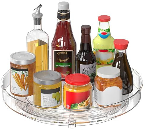 Drucilla Portaspezie Girevole, 24cm Porta Spezie per Cucina, 360° Vassoio Girevole Cucina, Organizer Frigorifero, Organizer Spezie, Piatto Girevole Frigorifero per Spezie, Snack, Frutta