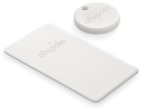 Chipolo Point Bundle - 1x ONE + 1x CARD - Key and Wallet Finder, Bluetooth Tracker for Keys, Wallet - Works with Google's Find My Device app (Android only) - Off white