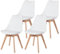 BESTLINE Pack de 4 Sillas Comedor Nórdicas, Sillas de Cocina Nórdicas con Patas de Madera Maciza de Haya, con Respaldo Ergonómico, Asiento Acolchado y Tapizado, Blanco