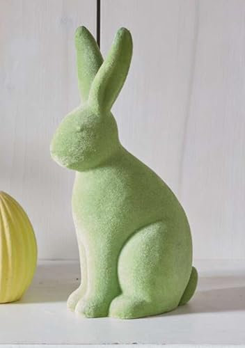 Dekoleidenschaft Osterhase Samt in grün, Hase aus Terracotta mit Samtbezug, 25 cm hoch, Dekofigur, Osterdeko, Osterfigur