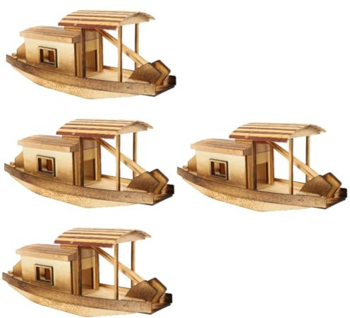 Vaguelly 4 Stück Bootsmodell Bootszubehör aufblasbares Kajak Rudern Schwebend Fischerboot-Ornamente Meeresdekorationen vintage deko Holz-Kanu-Modellbausatz Modellboot aus Holz