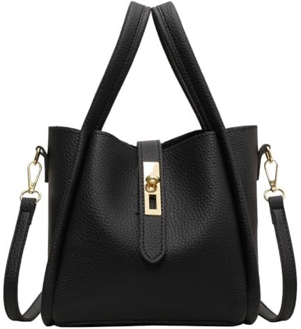 Beuteltasche Damen, Kleine Umhängetasche aus Weiches Leder Tote Bag Everyday Bag,PU Leder Schultertasche für, Frauen Crossbody Bags Damen Arbeitstasche (BLACK)