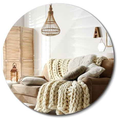 Großer Oval Badspiegel 90 cm Minimalistisch für Küche Wohnzimmer Asymmetrischer Schlafzimmer Moderner Design Glatte Oberfläche Abgerundete Kanten Ohne Rahmen Kosmetikspiegel mit Montagematerial