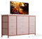 Commode à 10 Tiroir en Tissu, Commode De Chambre, Meuble TV avec Station De Charge, Meuble De Rangement pour Salon, Chambre d'enfant (Rose)