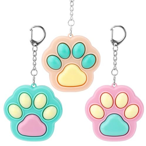 Gosknor 3 Stück Katzenpfoten-Zappelspielzeug, 12 x 6 cm Fidget Schlüsselanhänger Tragbarer Katzenpfoten-Schlüsselanhänger Süßes Mini-Sensorikspielzeug für Kinder und Erwachsene Büro Schule