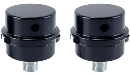 Gorise Pack of 2 Compressor Silencer Filter – 3/8 Inch (16mm) Metal Air Compressor Intake Thread with Black Powder Coat Finish