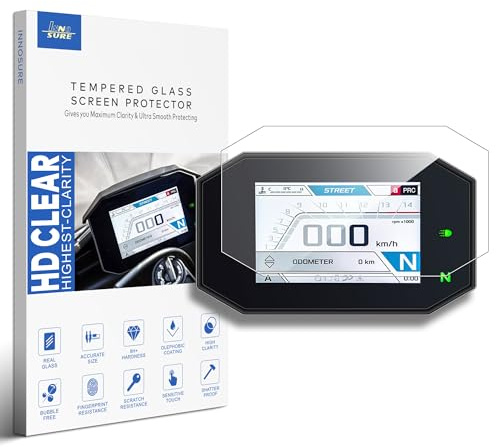 INNOSURE Gehärtetes Glas-Bildschirmschutzfolie für Aprilia RSV4 1100, Tuono V4 1100, Tuareg (Rally) 660, RS 660 und Tuono 660 Motorrad 5-Zoll-Instrumentendisplay (HD-Klar)