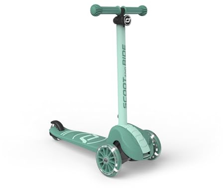 Scoot & Ride Highwaykick 3S Kinderroller ab 3 Jahren Höhenverstellbar 2-Fach Lenkung LED-Räder Zusammenklappbar Scooter für Kinder 96-130 cm