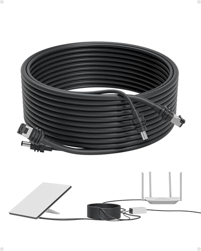 Steinwhale 33FT 2-In-1 Power & Ethernet Cable for Starlink Mini | 33FT (10M) Length, 10A Output, 1000Mbps Data, USB-C Adapter, Weather-Resistant, Perfect For RV Mobile Networking