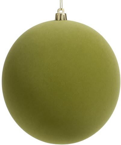 MIJOMA Deko Kugel beflockt - Weihnachtskugel aus Kunststoff mit Samtoptik - große Weihnachtsdeko modern & leicht (Grün, Ø20 cm)