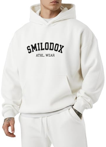 SMILODOX Hoodie Herren Kayson, Oversize Kapuzenpullover mit Frontprint, große Kapuze Sweatshirt, Kängurutasche, weicher Stoff, Warmer Pulli ideal für für Streetstyle, Alltag und Freizeit