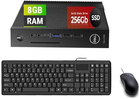 Dell Wyse 5070 Mini Desktop Computer PC, Intel Pentium Silver J5005 1.5 GHz, 8 GB RAM, 256 GB SSD, USB WiFi, Bluetooth, US QWERTY Tastatur, Windows 11 Pro (Generalüberholt)