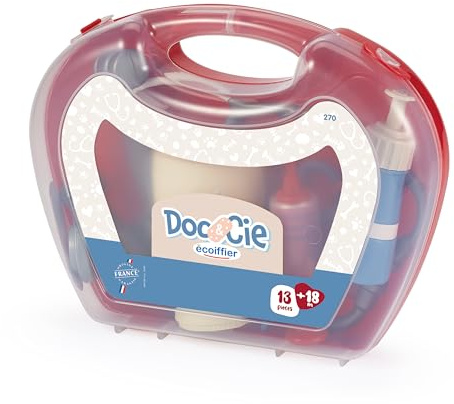Ecoiffier Koffer Doktor Kinder 28 cm – unverzichtbares medizinisches Zubehör inklusive – Nachahmungsspiel – ab 18 Monaten – Spielzeug für Kinder – 270