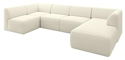 ALTDECOR Ecksofa in U-Form Corner Sofa Bett Eckcouch Couch L-Form Wohnlandschaft Cauchsofa MOVO 345x180x78 Beige