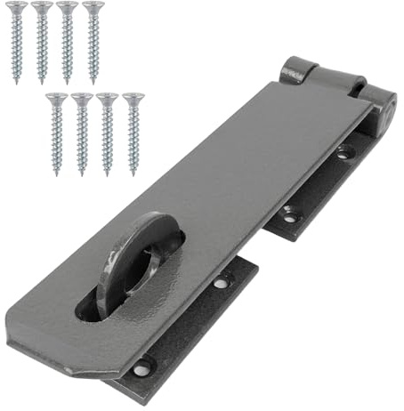 Navoys Hasp & Staple Lock | Black Heavy Duty Steel Door Latch with Concealed Fixings | Rust Resistant Hammer Finish | Shed, Gate, Cupboard & Garage Security (7 x 2)