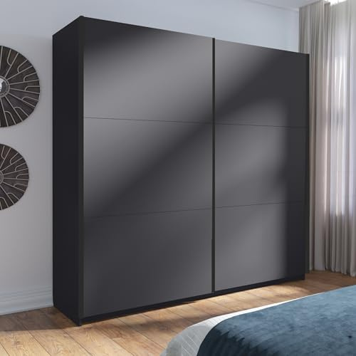 Home Collective Schwebetürenschrank Kleiderschrank Schrank mit Spiegel und Schiebetüren | viel Stauraum mit 5 Einlegeböden & Kleiderstange | modern Schlafzimmer Jugendzimmer Möbel | Graphit