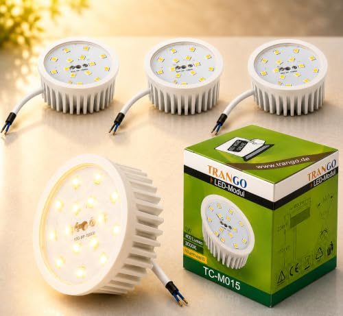 Trango 3er Pack MO15SD LED Modul in 3 Stufen dimmbar 3000K warmweiß ultra flach zum Austauschen von GU10 & MR16 Halogen Leuchtmittel für Einbauleuchten