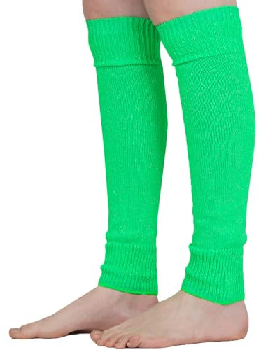 Mysocks Stulpen Damen beinwärmer Frauen Mädchen Winter 80er Stulpen Beinstulpen Beinwärmer Kniestrümpfe Leg Warmers Strümpfe in Einheitsgröße, grün gesprenkelter Glitzer