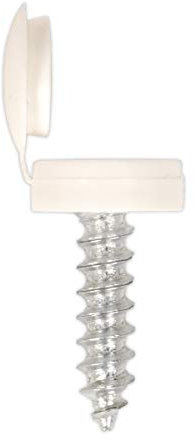 Sealey Npw50 Number Plate Screw & Flip Cap ?4.2 X 19Mm White Pack of 50