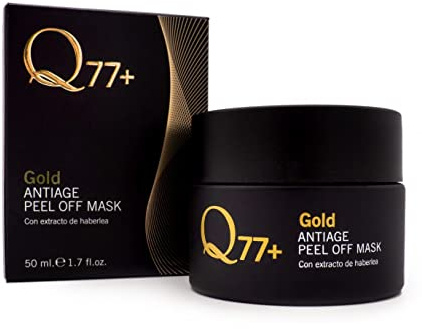Q77+ - Mascarilla Facial - Gold Peel Off Mask - Elimina Toxinas e Imperfecciones - Efecto Reafirmante e Hidratante - Con Partículas de Oro y Ácido Hialurónico - Formato de 50 ml